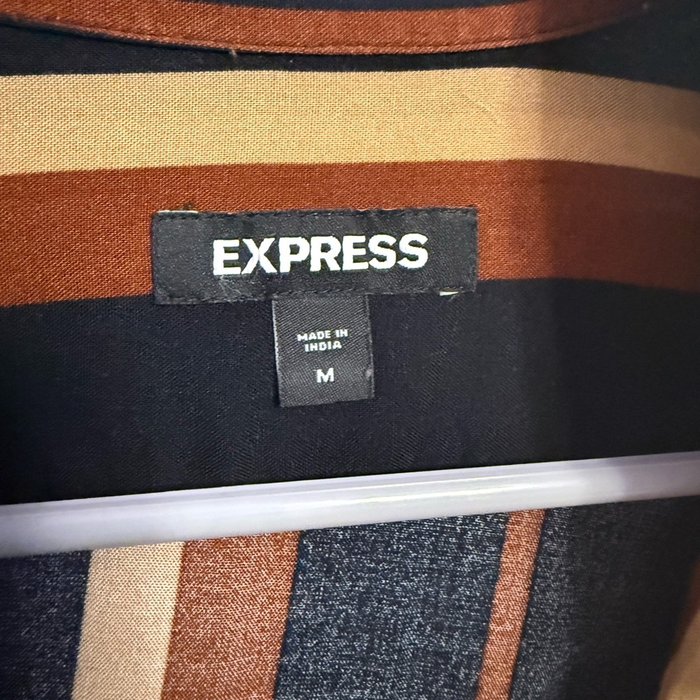 Express Multicolor Striped Button Down Shirt - image 2